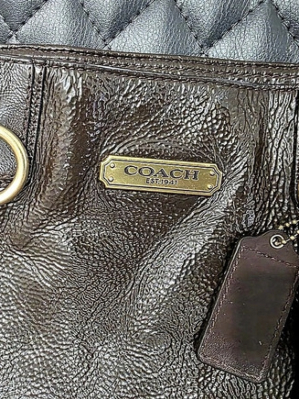 Coach Mahogony Brown Patent Leather Tote Bag - Stunning - Picture 5 of 16